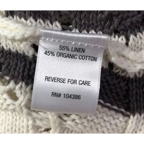 Garnet Hill Crochet Dolman Knit Sweater S Multicolor Striped Linen Blend Boxy - Picture 8 of 8